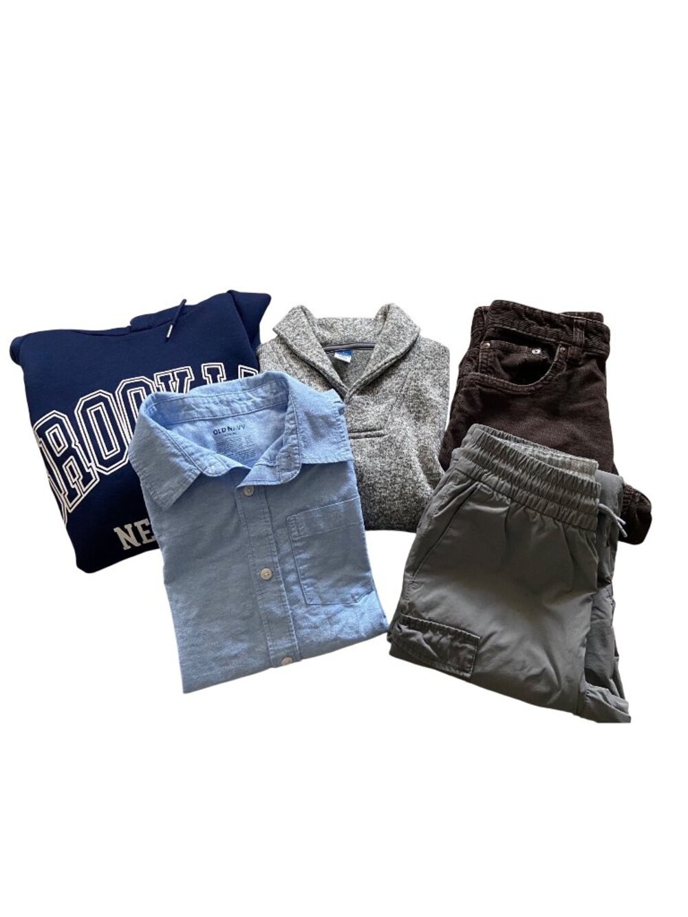 Boys Bundle of 5 Pieces Shirts and Pants Size L(10/12)Back To School Casual Fall